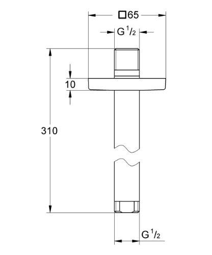GROHE 27 484 000 RAINSHOWER Brazo techo 292mm flor.cuadr.