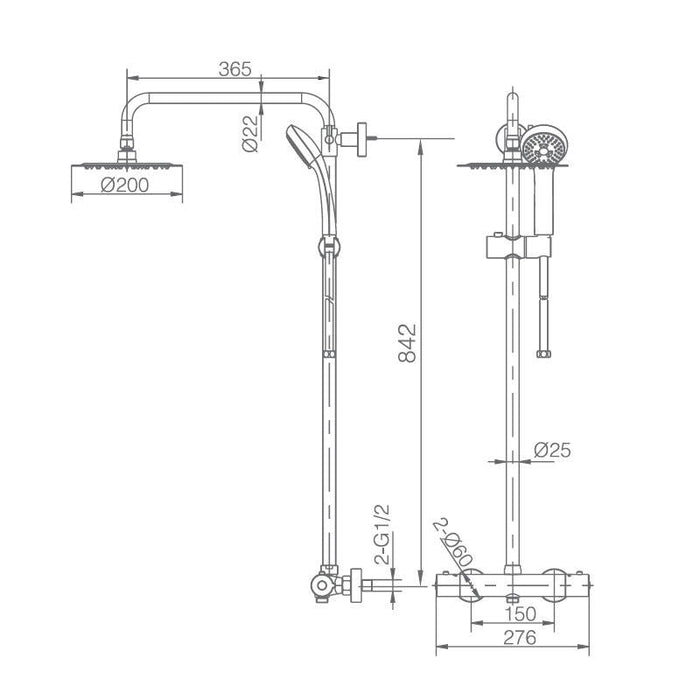 IMEX BTK017/AC MOSCU Grifo Termostático Conjunto de Ducha Telescópico Acero