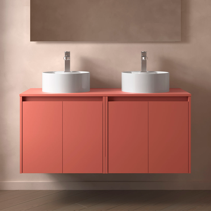 SALGAR 105575 NOJA Mueble de Baño con Tapa Encimera 4 Puertas 140 cm Color Rojo Satinado