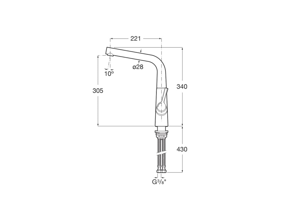 ROCA A5A832AC00 SYRA Grifo Monomando Cocina Caño Giratorio Cold Start Cromo