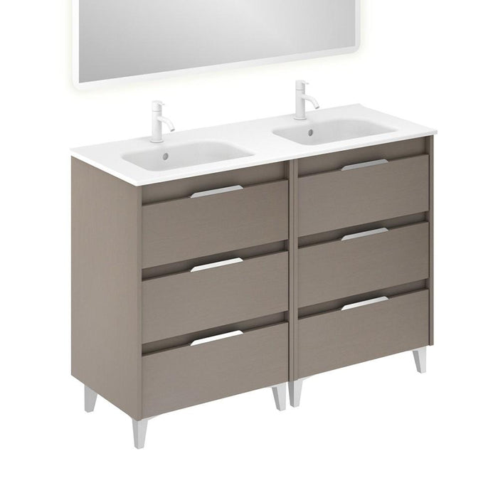 AMIZUVA C0073826 SUKI Mueble de Baño con Lavabo 6 Cajones 120 cm Fumé Arenado