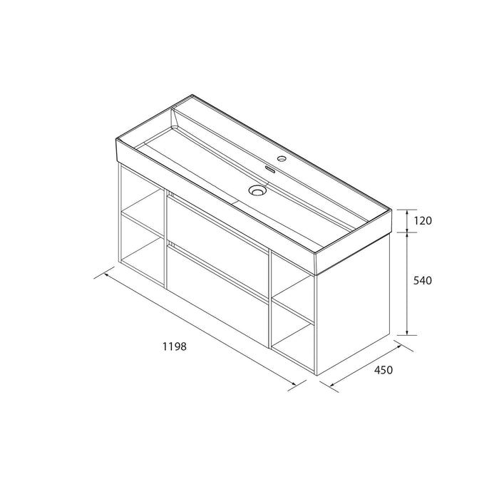 SALGAR 110498 BEQUIA Mueble de Baño con Lavabo 120 cm 2 Cajones 4 Huecos Blanco Mate