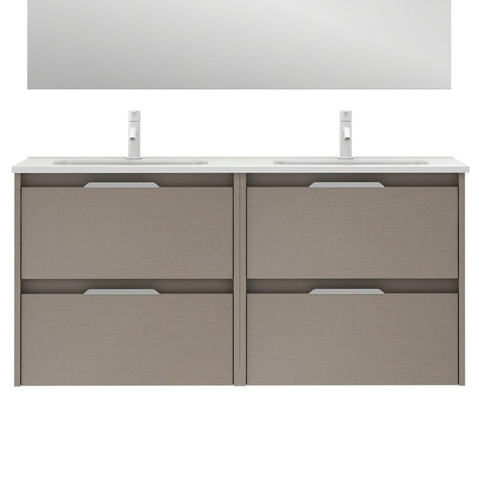 AMIZUVA C0073821 SUKI Mueble de Baño con Lavabo 2 Cajones 120 cm Fumé Arenado
