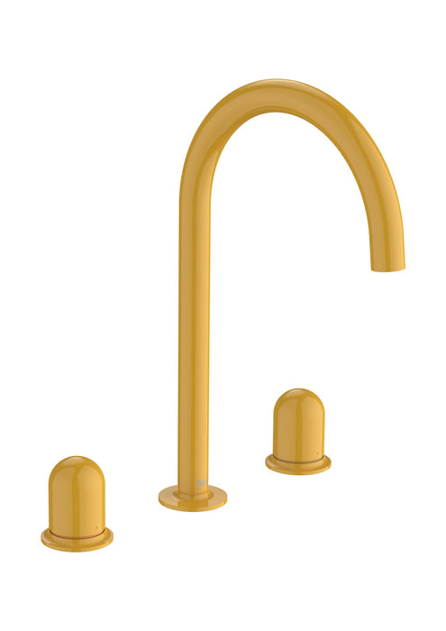 ROCA A5A3V3FP10 NU Grifo Bimando Lavabo con Manetas de Repisa Maneta Dome Amarillo Miel