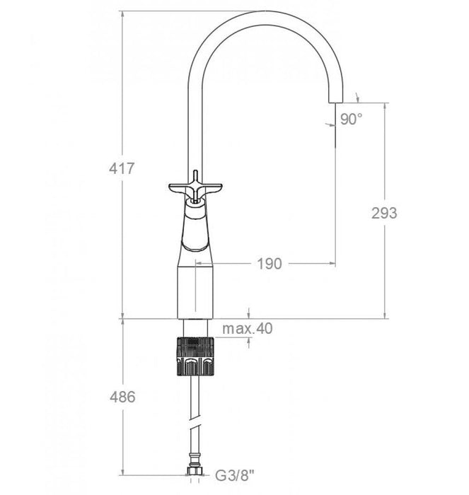 RAMONSOLER 911001OC ADAGIO Grifo Bimando de Lavabo Alto Caño Giratorio 190mm Oro Cepillado