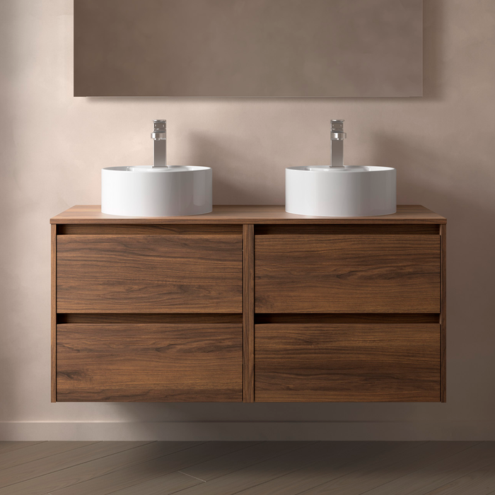 SALGAR 105533 NOJA Mueble de Baño con Tapa Encimera 4 Cajones 140 cm Color Nogal Maya