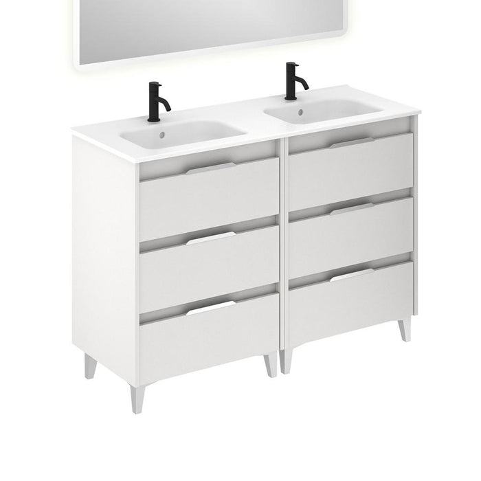 AMIZUVA C0073823 SUKI Mueble de Baño con Lavabo 6 Cajones 120 cm Blanco Brillo