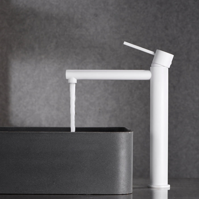 IMEX BDYS045-3BL MILOS STICK Grifo de Lavabo Alto Blanco Mate