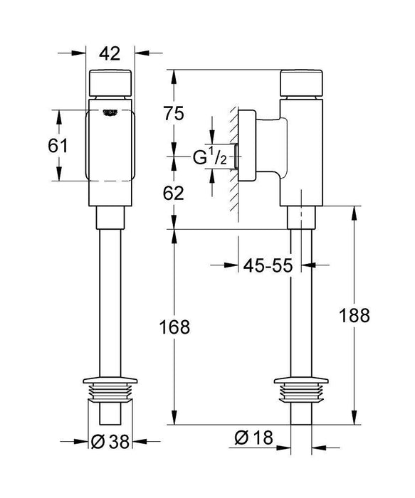 GROHE 37 339 000 RONDO Fluxor Visto Para Urinario