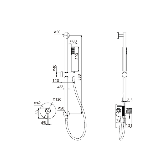 IMEX SMB063/NQ BLESS-PALAU Kit Monomando Ducha Empotrado Niquel