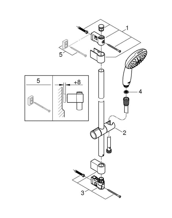 GROHE 27 924 003 TEMPESTA 110 Conjunto de ducha con barra 1 chorro (Rain) Cromo