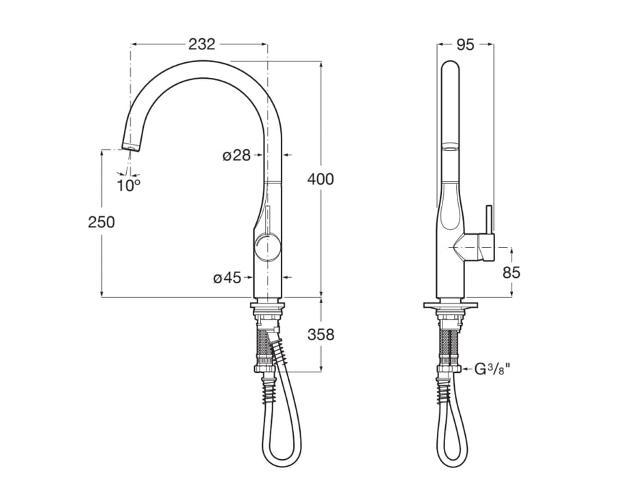 ROCA A5A844DC00 GLERA Grifo Monomando Cocina Caño Giratorio Cromo