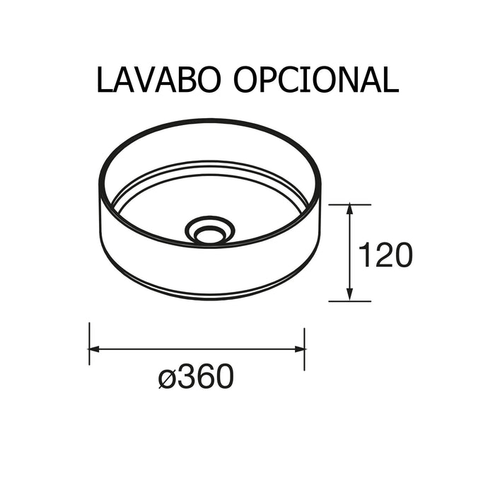 SALGAR 119767 LUVA Mueble de Baño 120 con Tapa Encimera Color Gris Satinado Tirador Negro