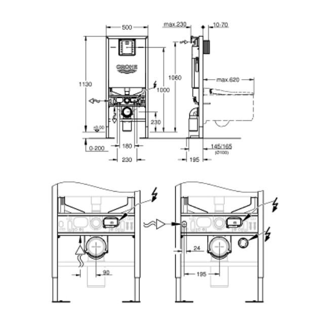 GROHE 39 599 000 RAPID SLX Cisterna Empotrada Con Toma de Corriente Integrada