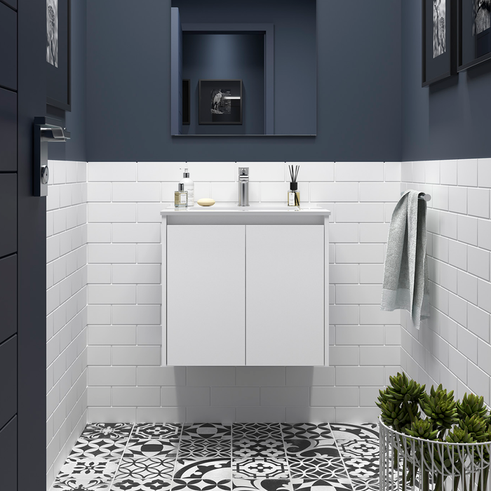 SALGAR NOJA Mueble de Baño con Lavabo 2 Puertas Color Blanco Mate