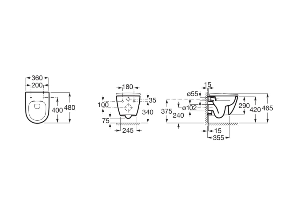 ROCA A346688000 ONA Taza Compacta Suspendida Sin Asiento