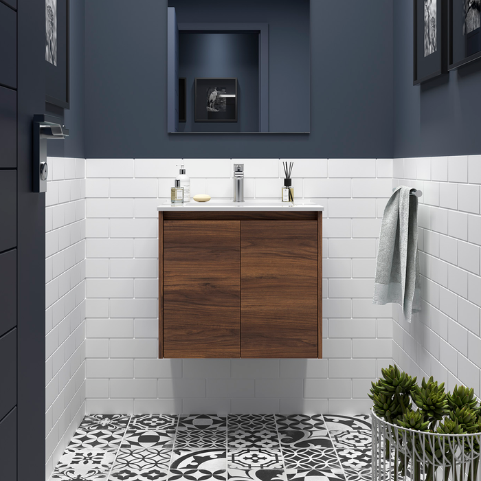 SALGAR NOJA Mueble de Baño con Lavabo 2 Puertas Color Nogal Maya
