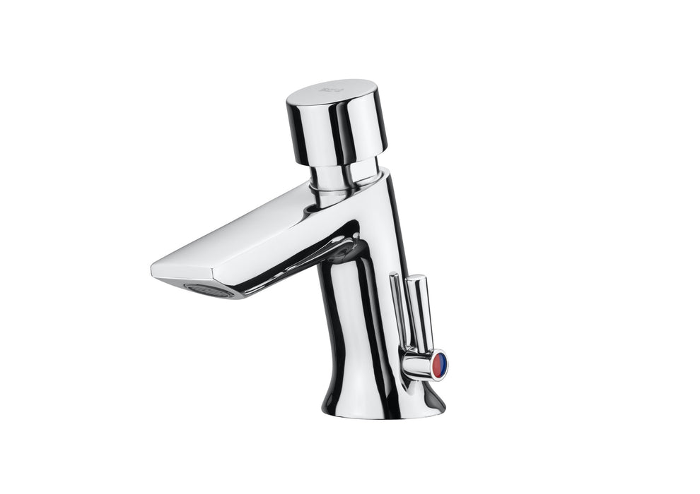 ROCA A5A3177C00 INSTANT Mezclador Temporizado de Repisa Lavabo con Pulsador y Limitador de Caudal Cromo