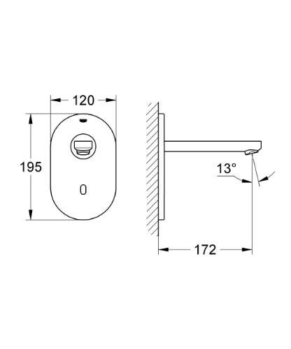 GROHE 36 273 000 EUROECO COSMOPOLITAN E Grifo Mural Lavabo