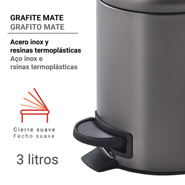 GEDY 32098100000 POTTY Papelera Gun Metal