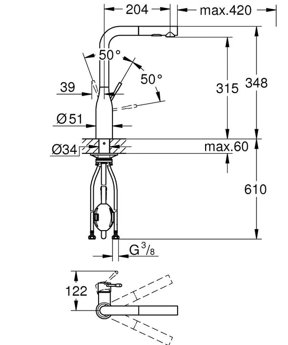 GROHE 30 504 000 ESSENCE Monomando Fregadero Extraíble Cromo