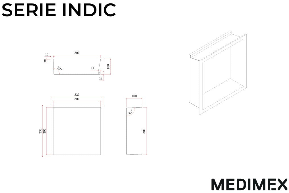 MEDIMEX HOR004/NG INDIC Hornacina Con Led 33x33 Negro Mate