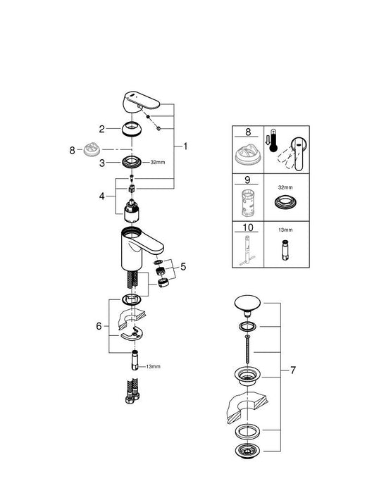 GROHE 23 975 243 EUROSMART Monomando de lavabo 1/2" tamaño M negro mate