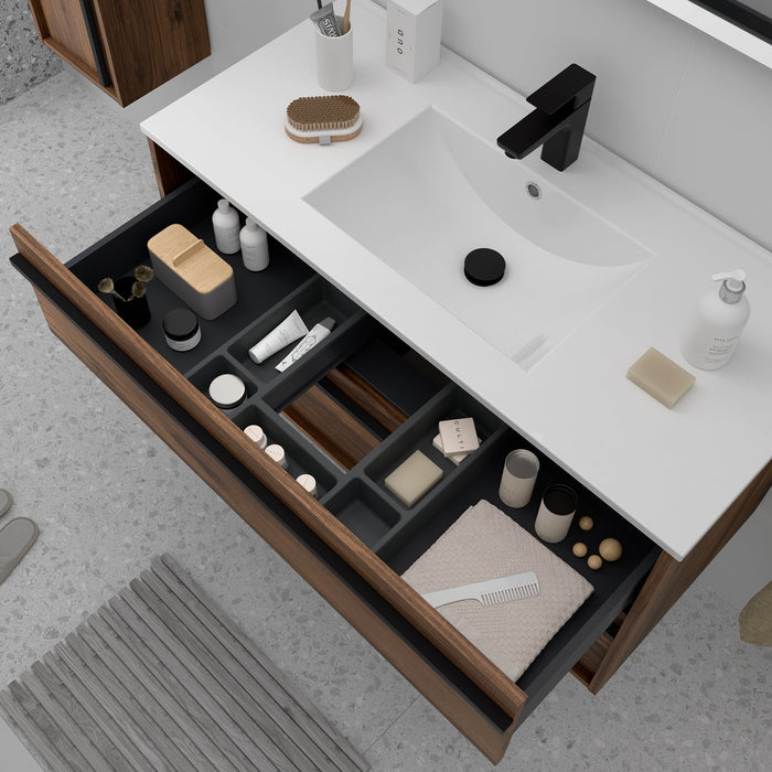 SALGAR ATTILA Mueble de Baño con Lavabo 3 Cajones Color Nogal Maya