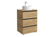 SALGAR BEQUIA METAL Mueble 3C Lavabo sobre encimera Roble