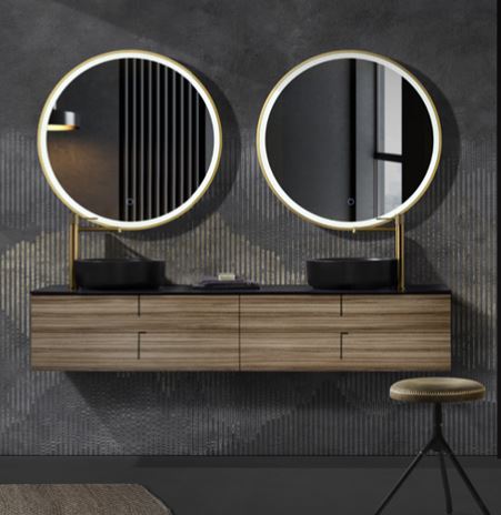 LEDIMEX PARI020/70OC PARIS Espejo LED Redondo Luz Frontal Oro Cepillado 70 cm