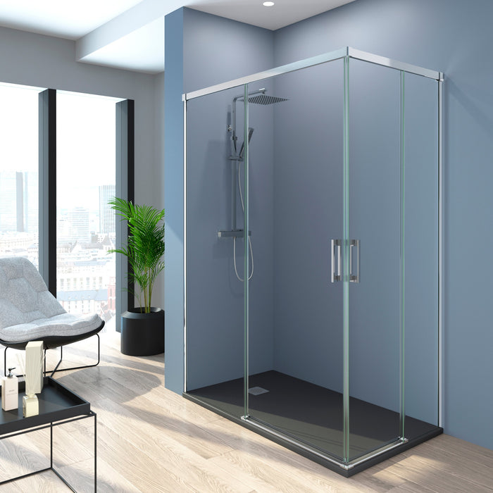 BATHME NIXON Mampara Ducha Rectangular 2Fijos+2Correderas Cromo