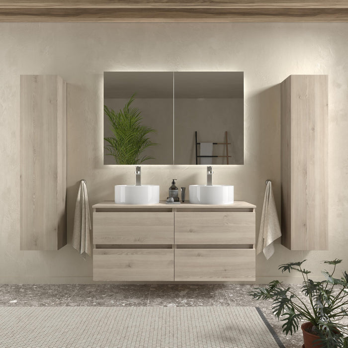 SALGAR 115850 BEQUIA Mueble de Baño 2 pozas Porcelana 120cm Natural