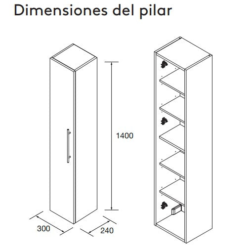 SALGAR SILANE Columna Mueble Roble África Con Tirador Negro