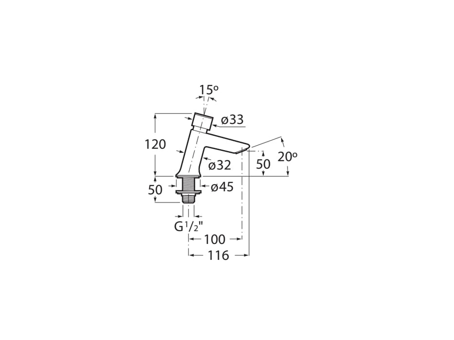 ROCA A5A4477C00 INSTANT Grifo Temporizado de Repisa Lavabo con Pulsador Eco Cromo