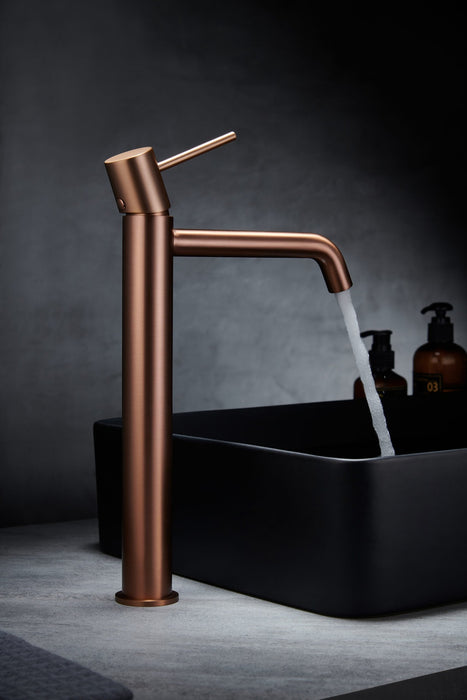 IMEX BDM039-3ORC MONZA Grifo Monomando Lavabo Alto Oro Rosa Cepillado