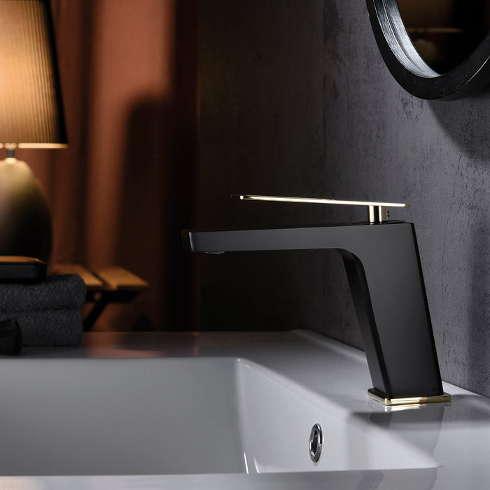 IMEX BDC032-1NGOLD SUECIA Grifo de Lavabo Negro Oro Brillo
