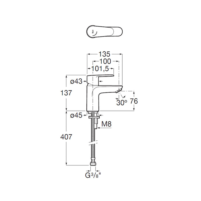 ROCA A5A324FC00 VICTORIA PLUS Grifo Monomando Lavabo Apertura Frío Cold Start Cromo