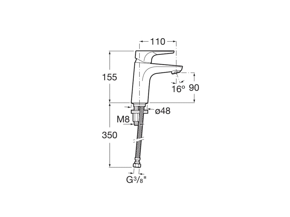 ROCA A5A3290C00 ATLAS Grifo Monomando Lavabo Liso Cromo