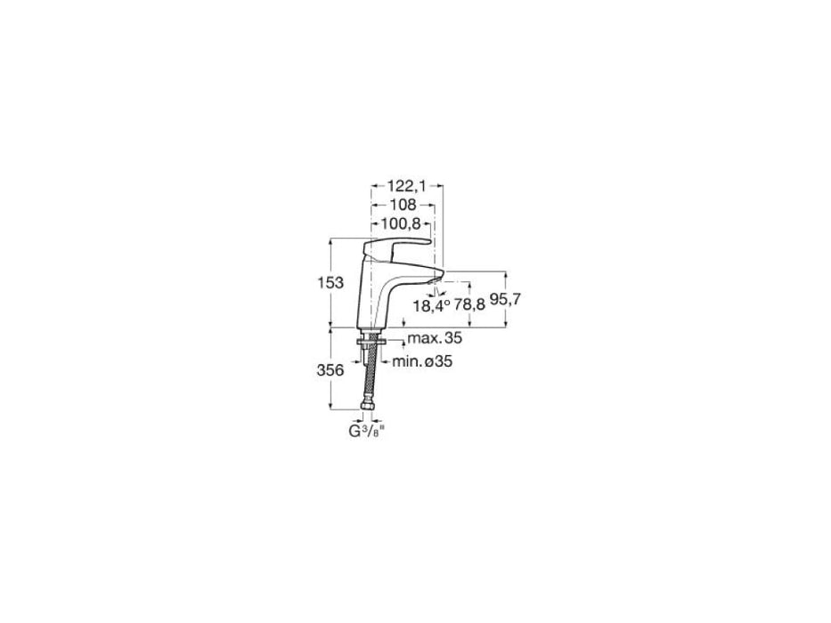 ROCA A5A3298C00 MONODIN N Grifo Monomando Lavabo Liso Cromo