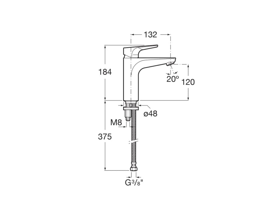 ROCA A5A3990C00 ATLAS Grifo Monomando Lavabo Caño Mezzo Liso Cromo