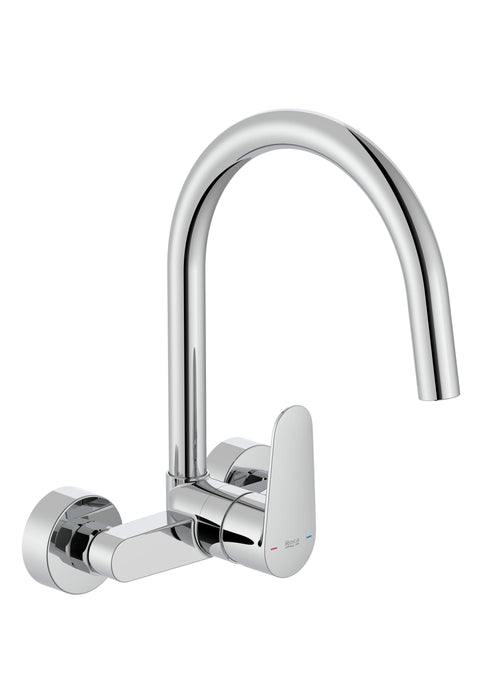ROCA A5A764FC00 VICTORIA PLUS Grifo Monomando Mural Fregadero Caño Giratorio Cromo