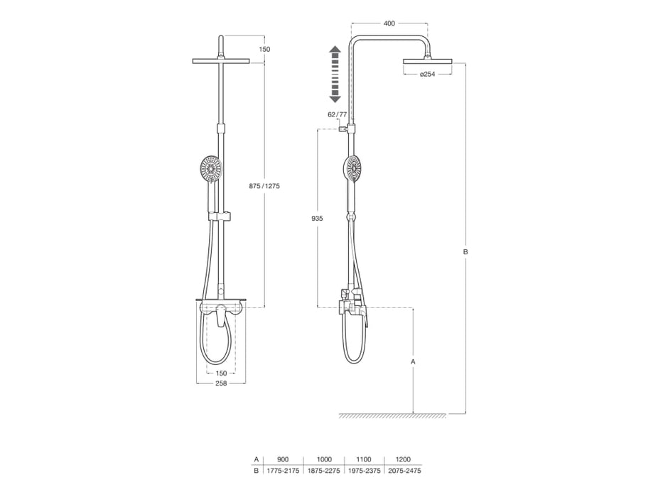 ROCA A5A9790C00 EVEN-M Grifo Columna Ducha Monomando Telescópica con Repisa Cromo