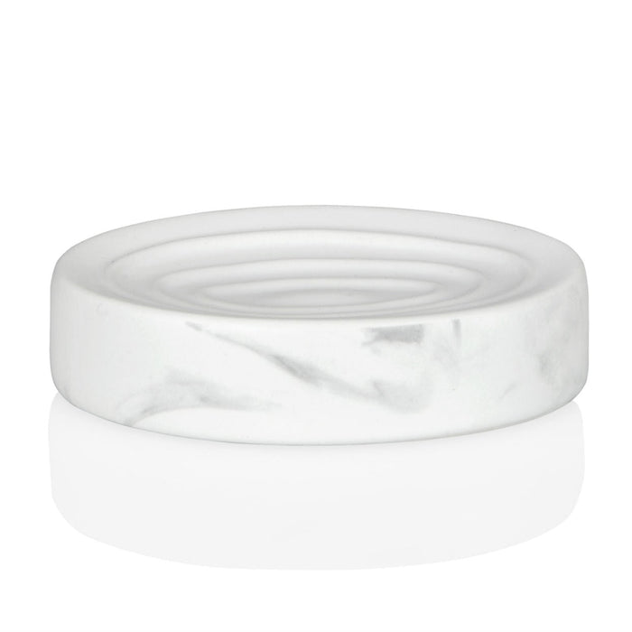 ANDREA HOUSE BA68131 Jabonera de Baño de Cerámica Efecto Mármol Blanco