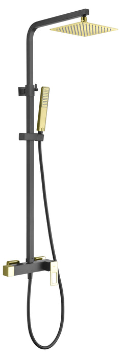 IMEX BDC032/NGOLD SUECIA Grifo Monomando Conjunto de Ducha Telescópico Negro Oro Brillo