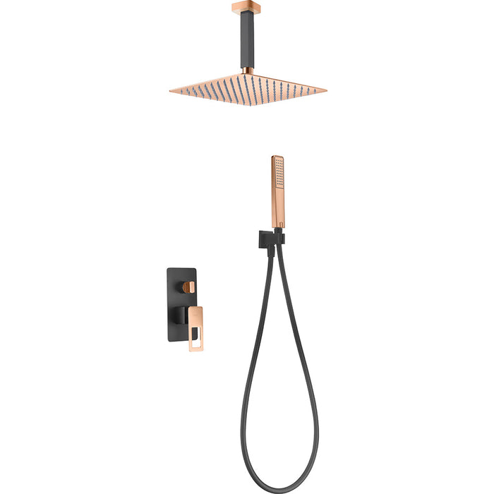 IMEX BDES37-6NOR ESTOCOLMO Conjunto de Ducha Empotrado Monomando Negro Oro Rosa