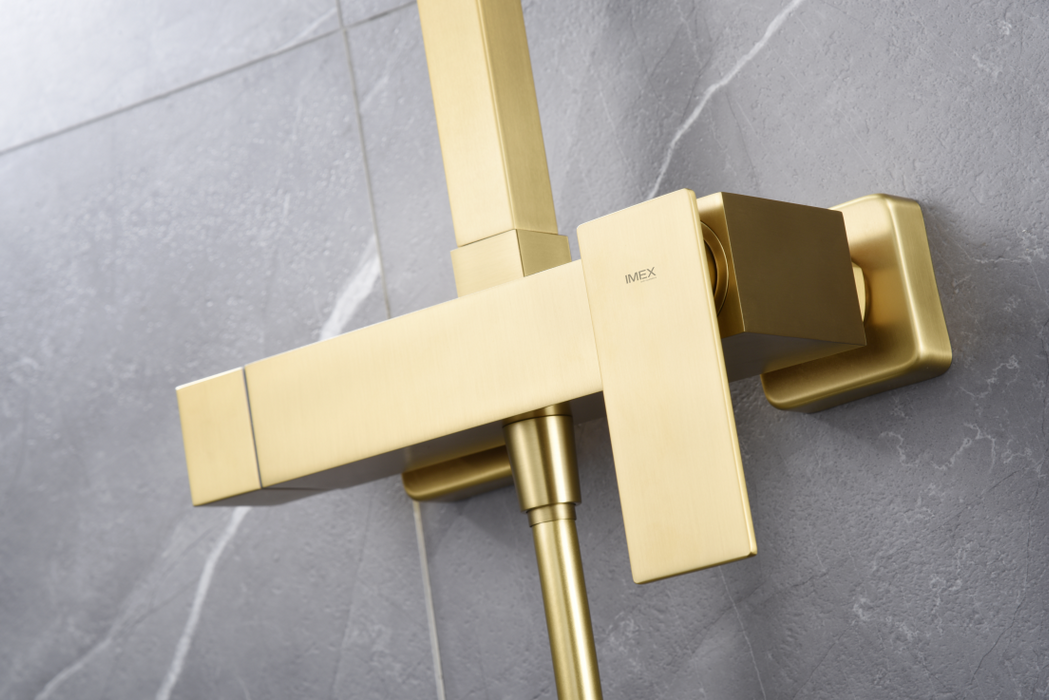 IMEX BDP048/OC PISA Conjunto Ducha Monomando Oro Cepillado