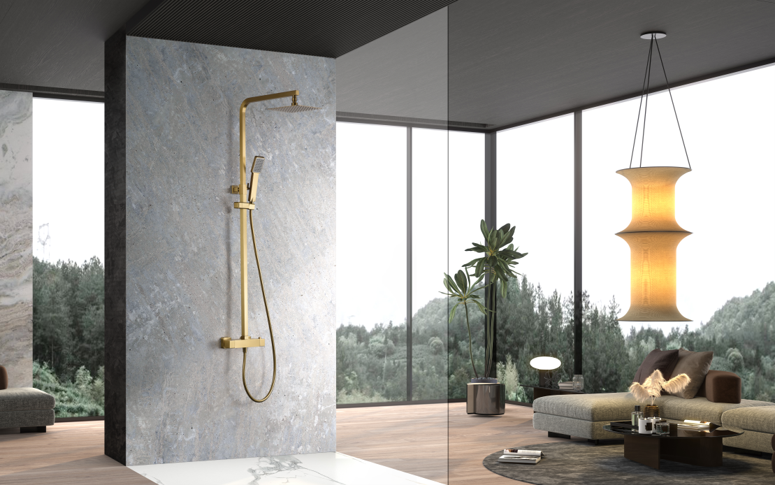 IMEX BTV013/OC VIGO Conjunto de Ducha Termostático Oro Cepillado