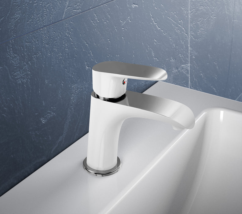 LLUVIBATH DN10101 DANN Grifo Lavabo Monomando Blanco/Cromo