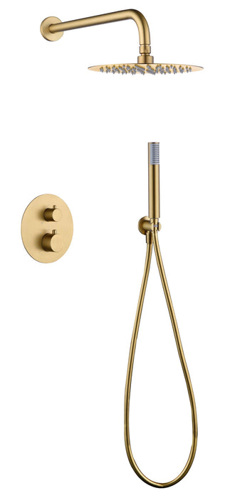 IMEX GTM039/OC MONZA Conjunto Grifo Ducha Termostático Empotrado Oro Cepillado