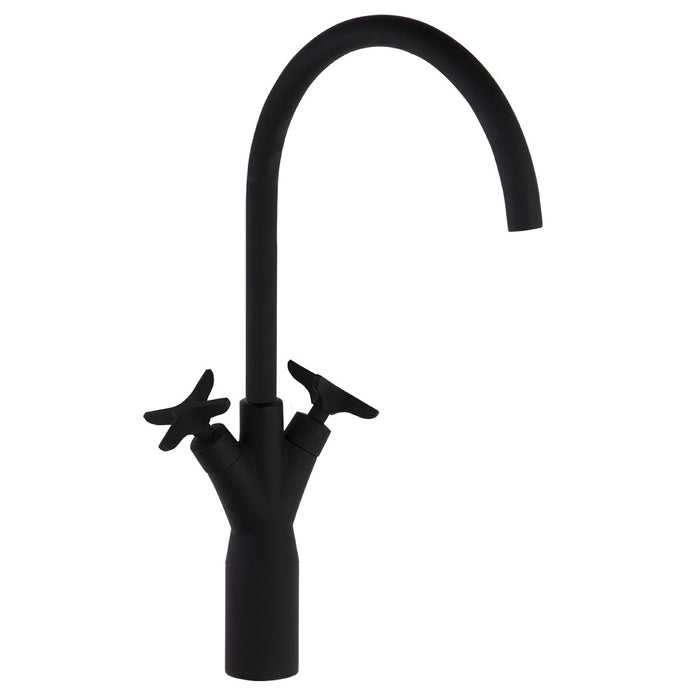 RAMONSOLER 911001NM ADAGIO Grifo Bimando de Lavabo Alto Caño Giratorio 190mm Negro Mate